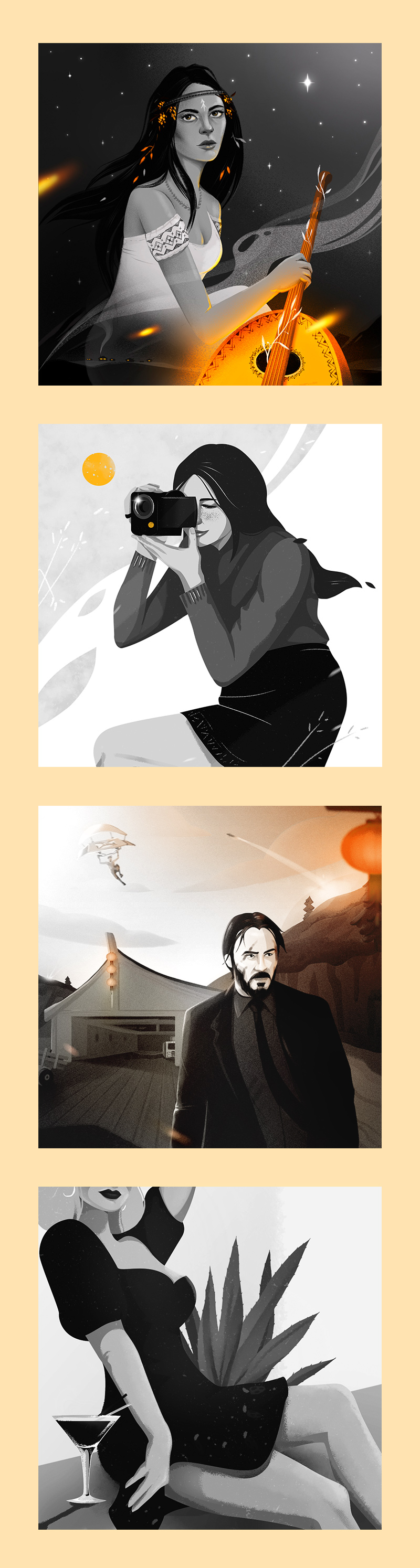 B-&-w art by Anniko