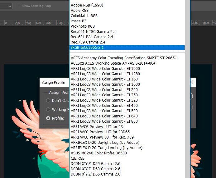 Color profiles in Adobe Photoshop