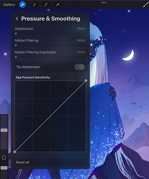 Procreate 5.2: Stroke stabilization feature