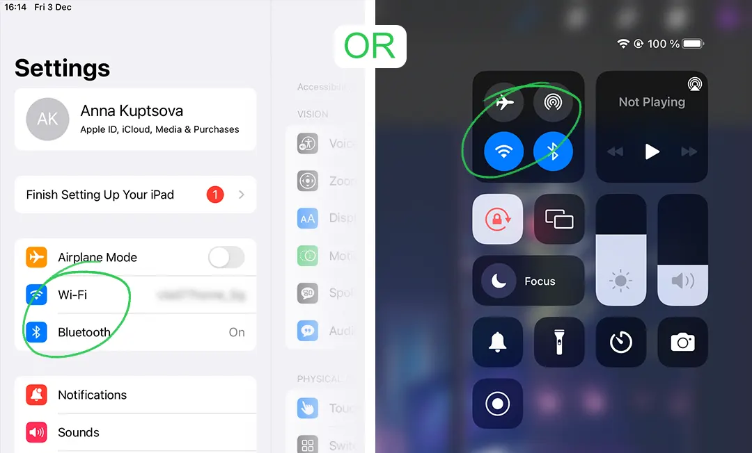 How to Turn off Bluetooth, WiFi on iPad